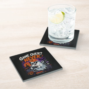 Dessous-de-verre En Verre Game Over N'est Jamais Drôle Gamer Fantôme Hallowe