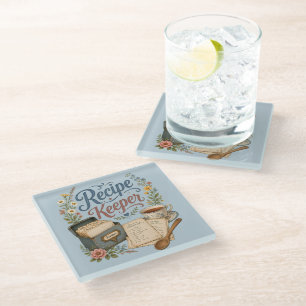 Dessous-de-verre En Verre Garde-recettes Floral Vintage Cottagecore