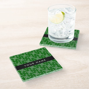 Dessous-de-verre En Verre Garland de Noël, Vert, Votre nom, Personnaliser