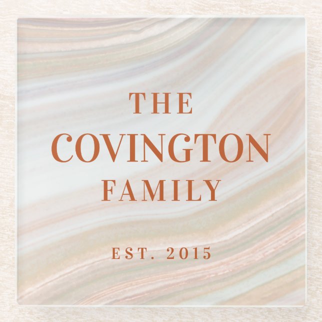 Dessous-de-verre En Verre Géode de marbre chaud (Devant)