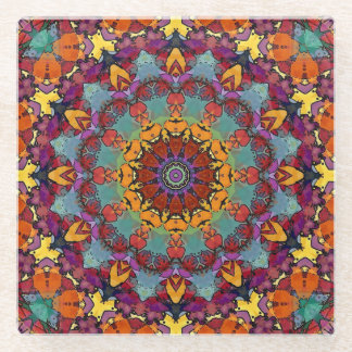 Dessous-de-verre En Verre Geometric Mandala Purple Blue Design-64351