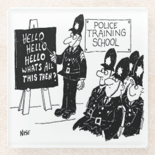 Dessous-de-verre En Verre Gift for a UK Policeman - Police College Cartoon
