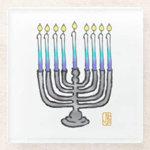 Dessous-de-verre En Verre Giftable de Menorah entièrement brillant Whimsical
