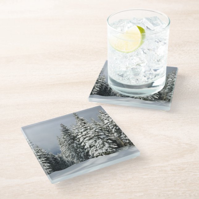 Dessous-de-verre En Verre Glace et neige | Pine Woodland, Autriche (Incliné)