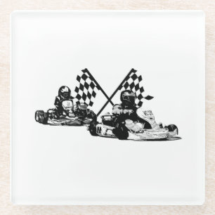 Dessous-de-verre En Verre Go Kart Racers