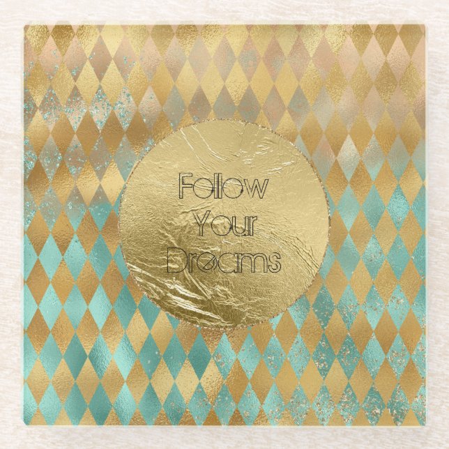 Dessous-de-verre En Verre Gold Aqua Diamonds Dream (Devant)