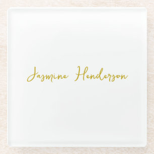 Dessous-de-verre En Verre Gold Color Calligraphy Professional