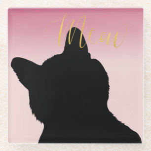 Dessous-de-verre En Verre Gold Meow Kitty blush pink ombre