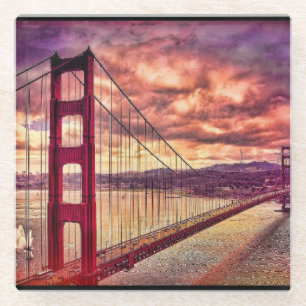 Dessous-de-verre En Verre Golden gate bridge à San Francisco, la Californie