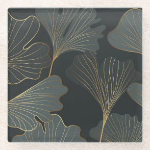 Dessous-de-verre En Verre Golden Ginkgo : Luxueux Déco Floral.