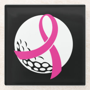 Dessous-de-verre En Verre Golf Pink Ribbon Sensibilisation au cancer du sein