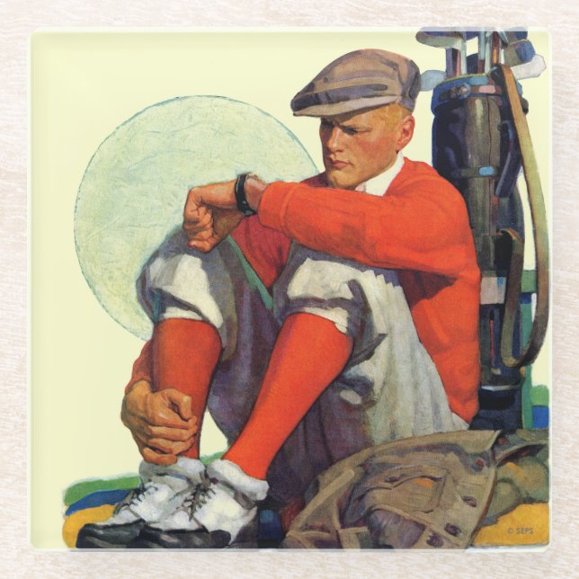 Dessous-de-verre En Verre Golfeur en attente (Devant)