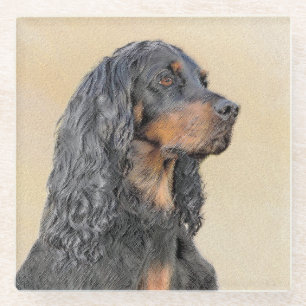 Dessous-de-verre En Verre Gordon Setter Peinture - Joli art original chien