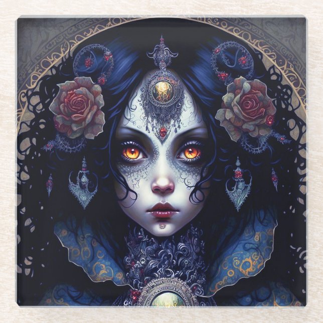 Dessous-de-verre En Verre Goth Lady Imaginaire gothique Art (Devant)
