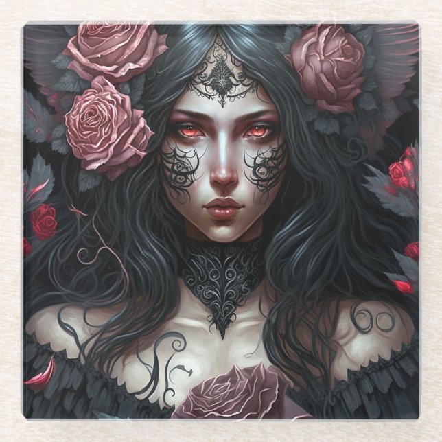 Dessous-de-verre En Verre Goth Princesse Imaginaire gothique Art (Devant)
