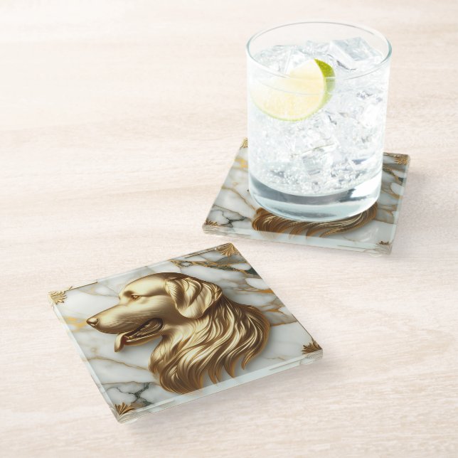 Dessous-de-verre En Verre Gracity Golden Retriever Marble esthétique (Incliné)