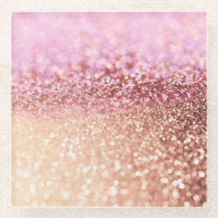 Dessous-de-verre En Verre Gradient rose de scintillement de parties