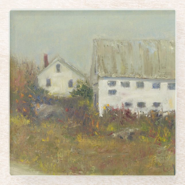 Dessous-de-verre En Verre Grange blanche (Devant)