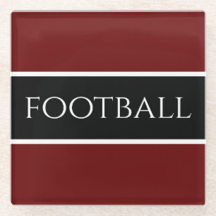 Dessous-de-verre En Verre Gras noir blanc foncé rouge rayures "Football" Tex