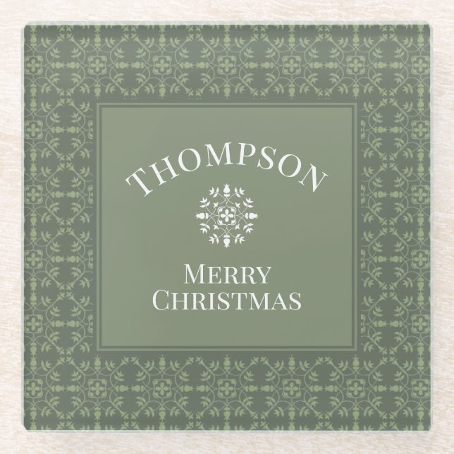 Dessous-de-verre En Verre Green Russe Snowflake Fête de Noël (Devant)