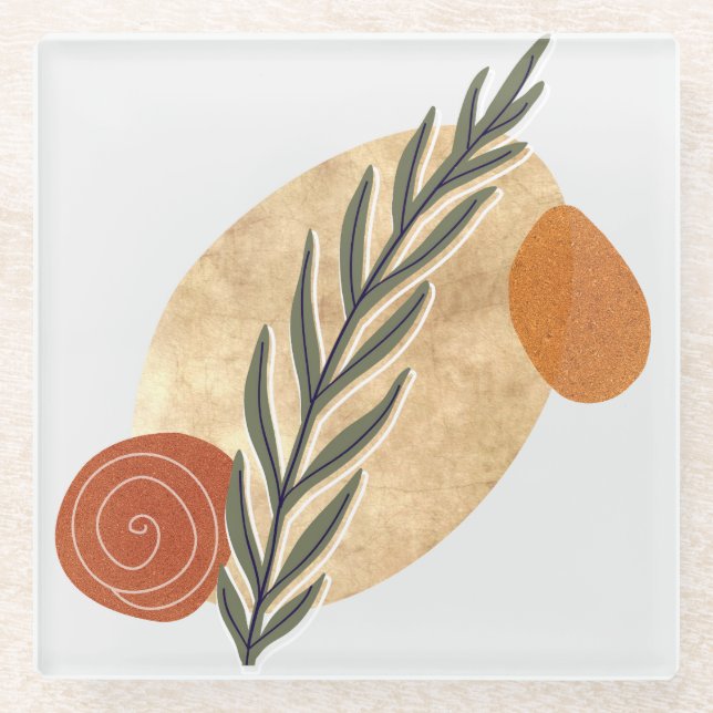 Dessous-de-verre En Verre Green Stalk Boho (Devant)