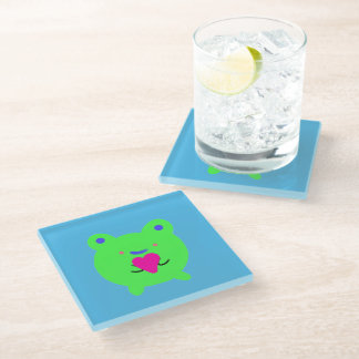 Dessous-de-verre En Verre Grenouille douce au coeur