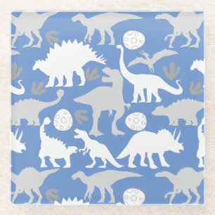 Dessous-de-verre En Verre Grey Dino Motif L Blue BG