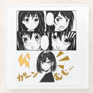 Dessous-de-verre En Verre Grilles d'Anime émotionnelles. Aucun groupe