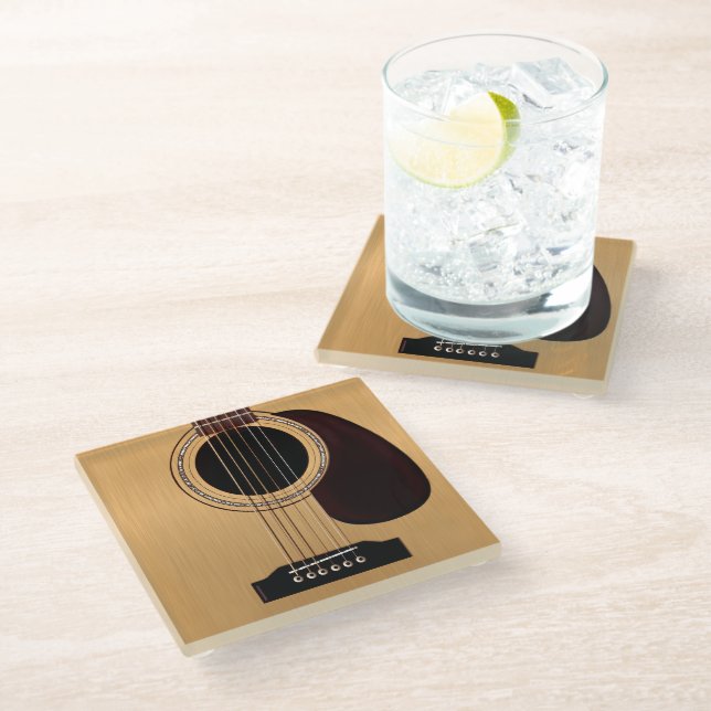 Dessous-de-verre En Verre Guitare acoustique supérieure épicéa (Incliné)