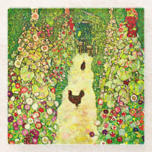 Dessous-de-verre En Verre Gustav Klimt Garden with Chickens