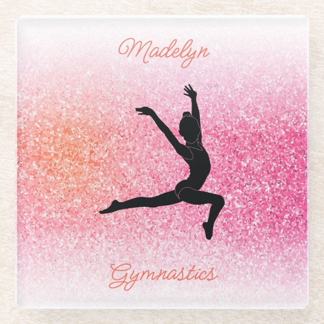 Dessous-de-verre En Verre Gymnastique fille en Gymnaste Léotard rose Tangeri (Devant)