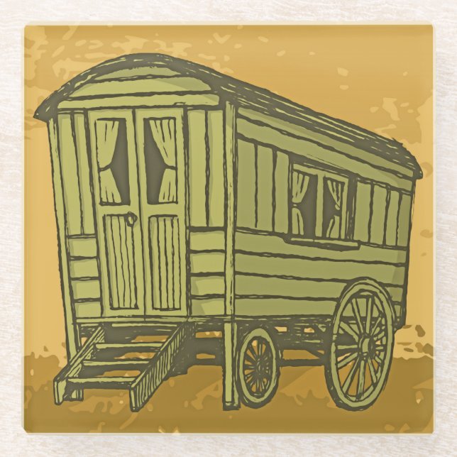 Dessous-de-verre En Verre Gypsy caravan (Devant)