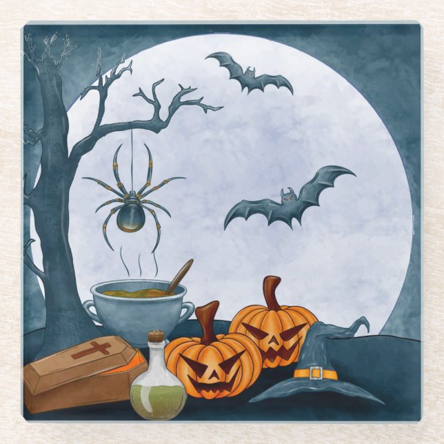 Dessous-de-verre En Verre Halloween (Devant)