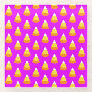Dessous-de-verre En Verre Halloween - Candy Corn Purple