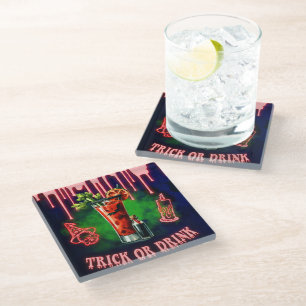Dessous-de-verre En Verre Halloween Cocktail Dessous de verre Éffrayant "Tri