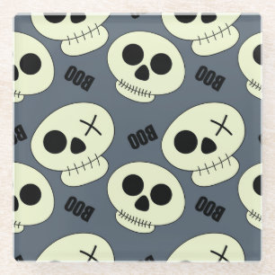 Dessous-de-verre En Verre Halloween Crâne, Boo Design Enfant.