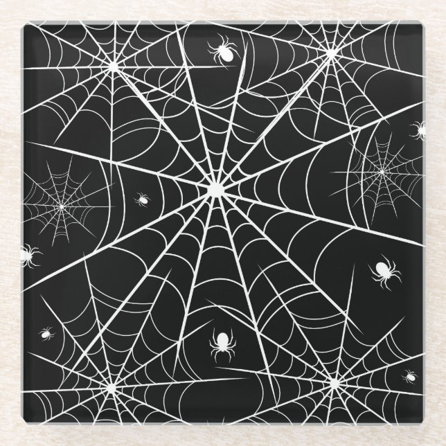 Dessous-de-verre En Verre Halloween Spider Web (Devant)