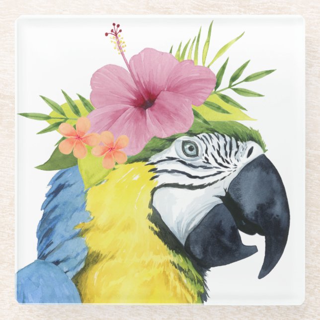 Dessous-de-verre En Verre Halo tropical - Perroquet (Devant)