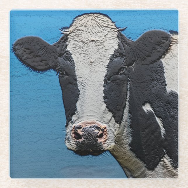 Dessous-de-verre En Verre Happy Cow Portrait (Devant)