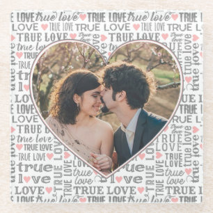 Dessous-de-verre En Verre Heart Shaped Photo True Love Valentines or Wedding