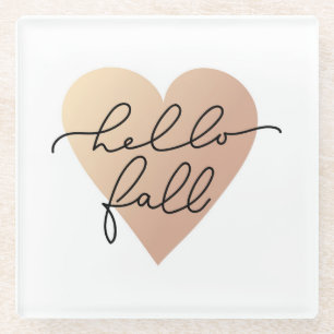 Dessous-de-verre En Verre Hello Fall Love Heart