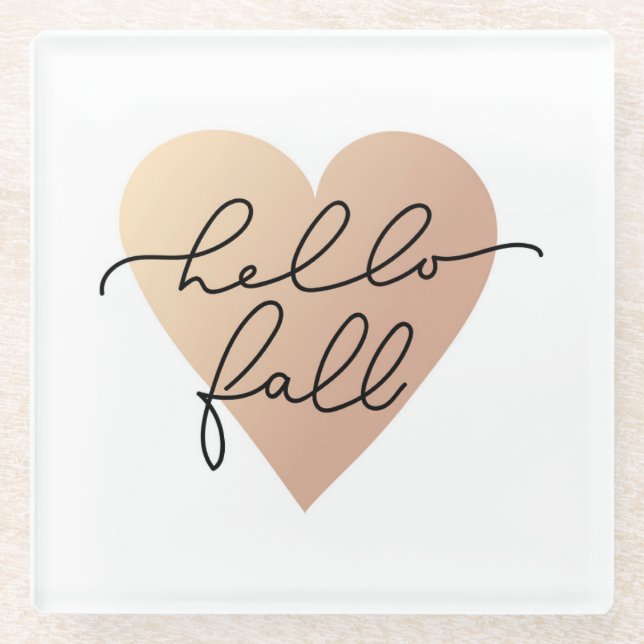Dessous-de-verre En Verre Hello Fall Love Heart (Devant)