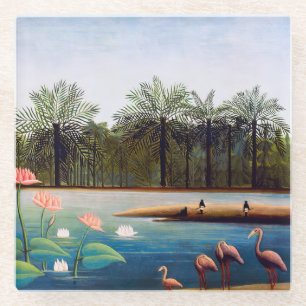 Dessous-de-verre En Verre Henri Rousseau - Les Flamants roses