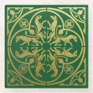 Dessous-de-verre En Verre Herald de la Renaissance médiévale Lion Leopard Me