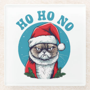 Dessous-de-verre En Verre Ho ho non - drôle de chat grumpy santa