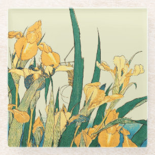 Dessous-de-verre En Verre Hokusai grasshopper et iris Japon