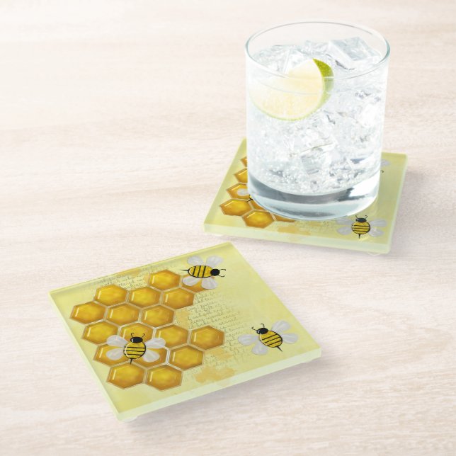 Dessous-de-verre En Verre Honey Comb 3D Whimsey (Incliné)