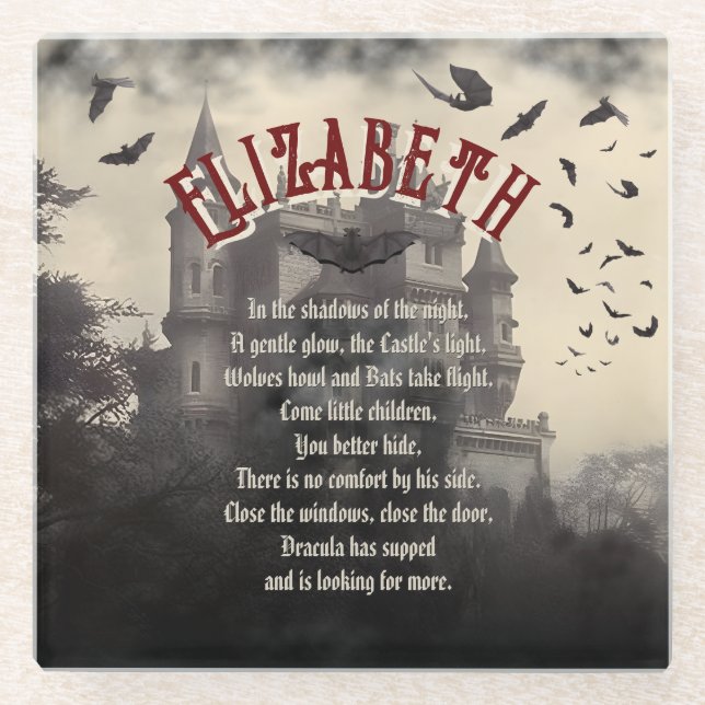 Dessous-de-verre En Verre Horreur gothique Halloween Château de Dracula (Devant)