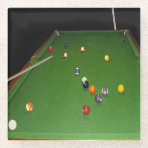 Dessous-de-verre En Verre Huile De Table De Huitième Ball Avec Boules Et Coe