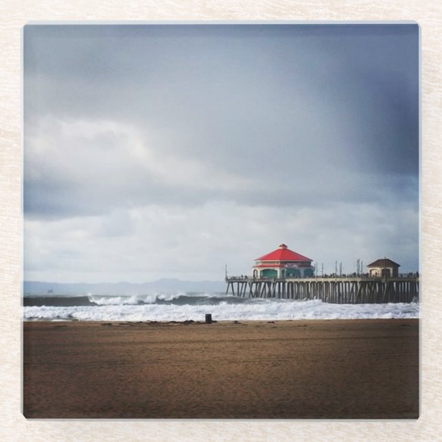 Dessous-de-verre En Verre Huntington Beach Pier, CA (Devant)